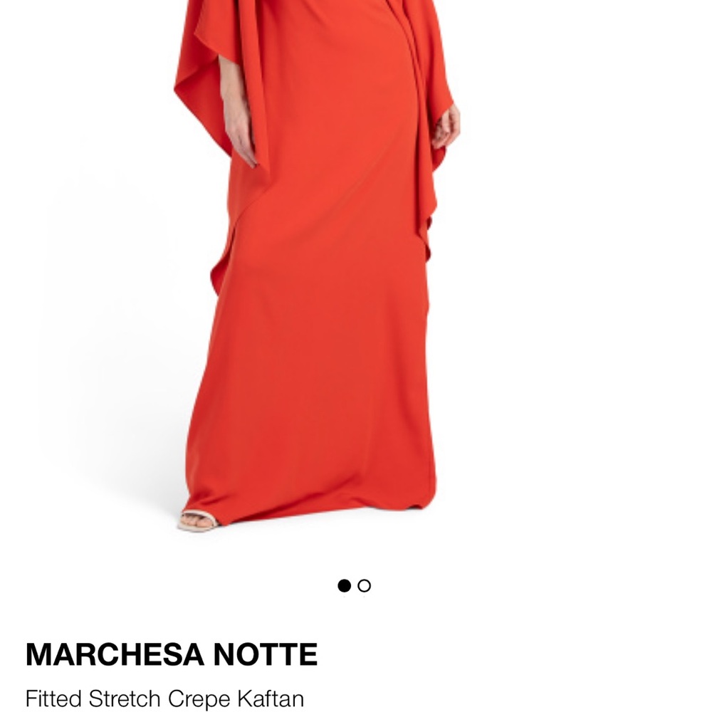 Asymmetrical Orange Gown with Dolman Sleeves for Weddings - Picture 6 of 6